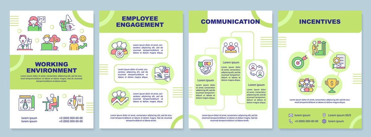 Employee motivation brochure template set