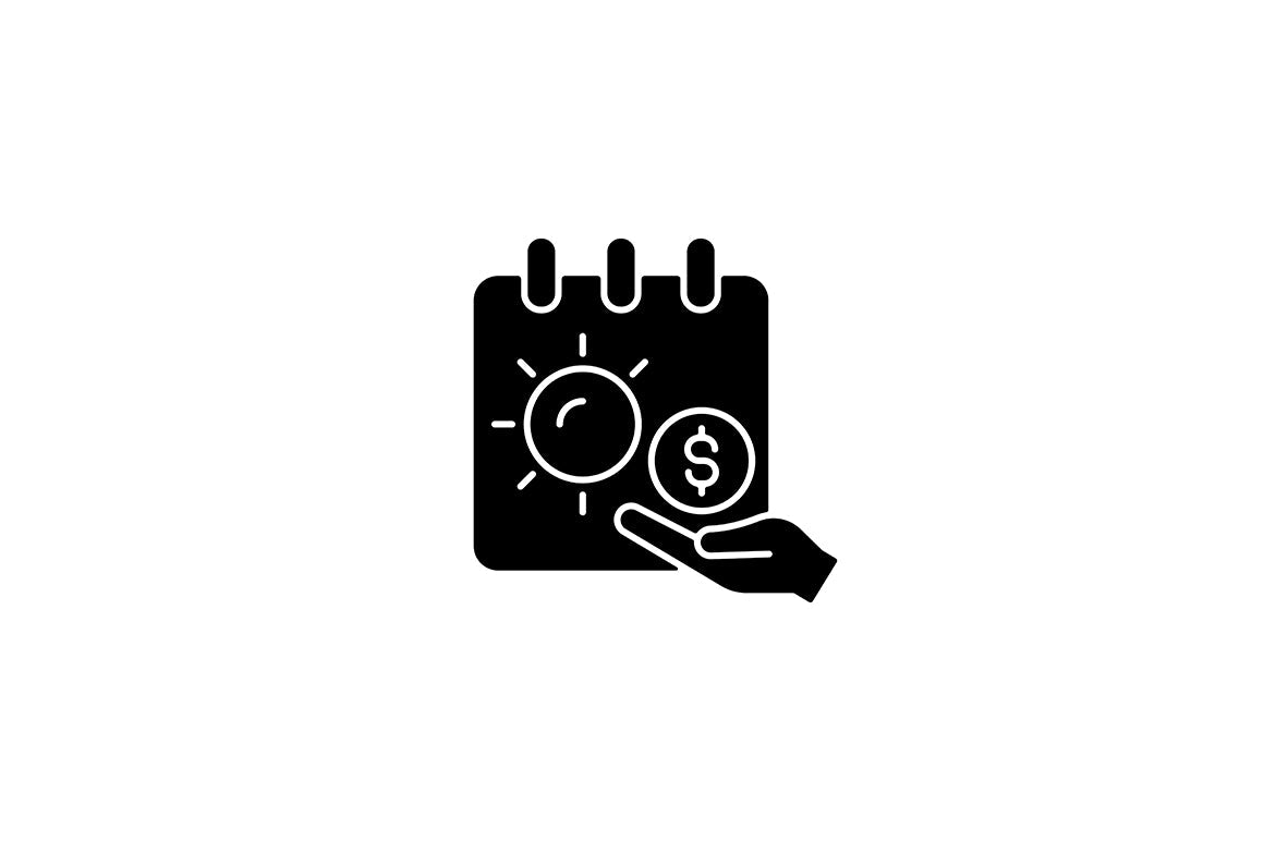 Employee perks and bonuses black glyph icons set on white space