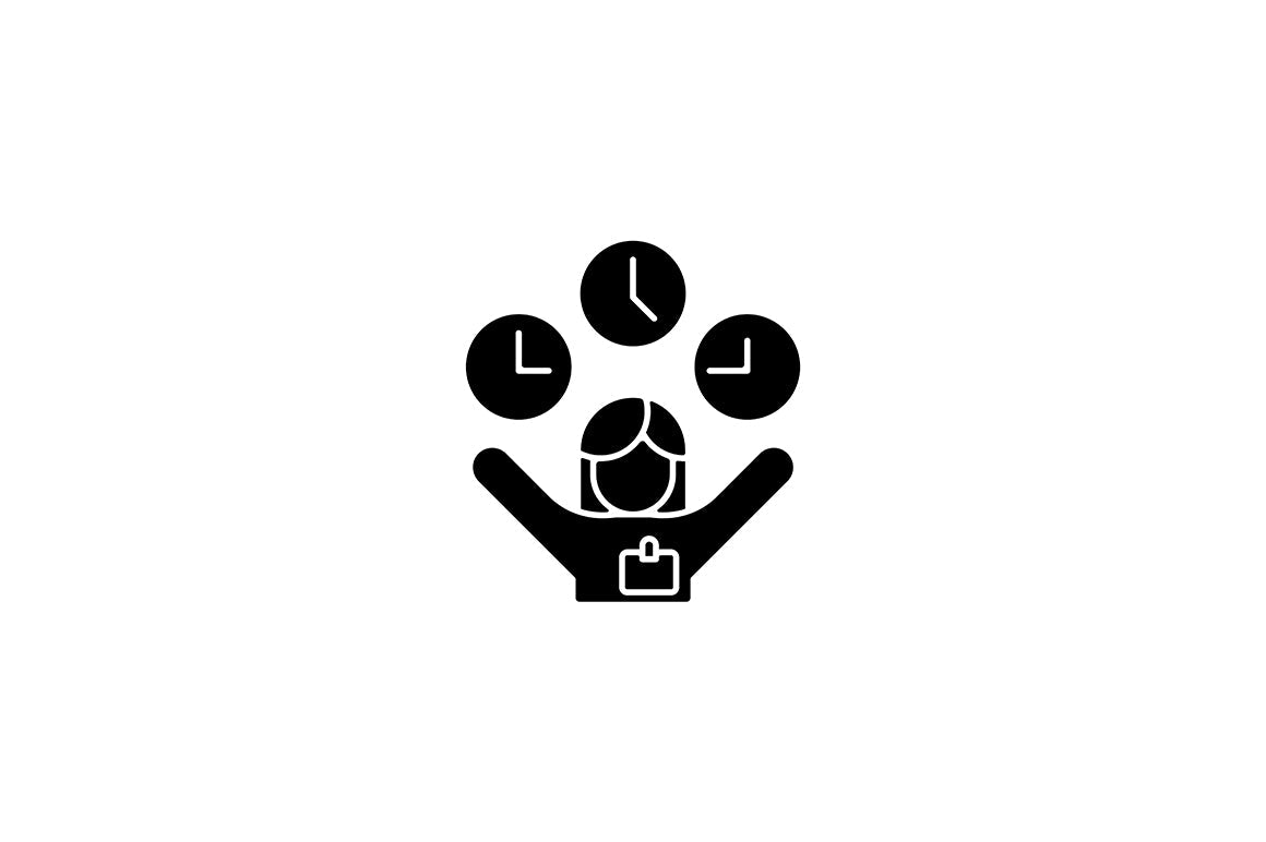 Employee perks and bonuses black glyph icons set on white space