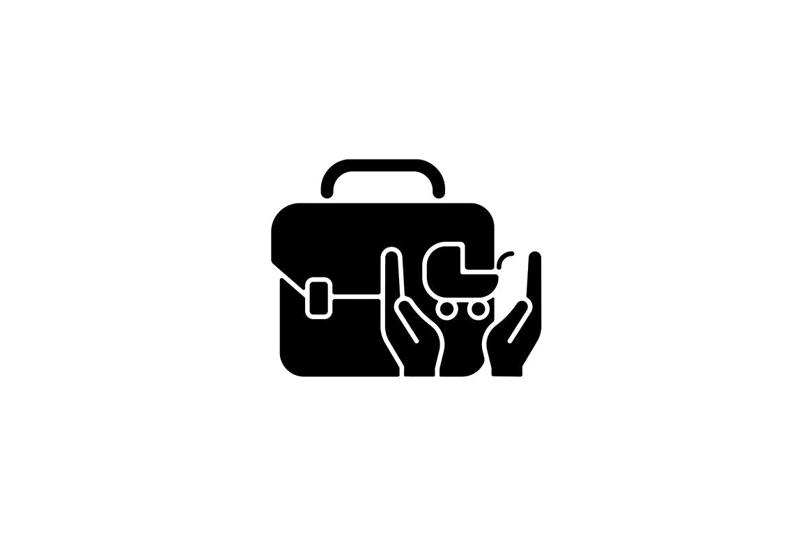 Employee perks and bonuses black glyph icons set on white space