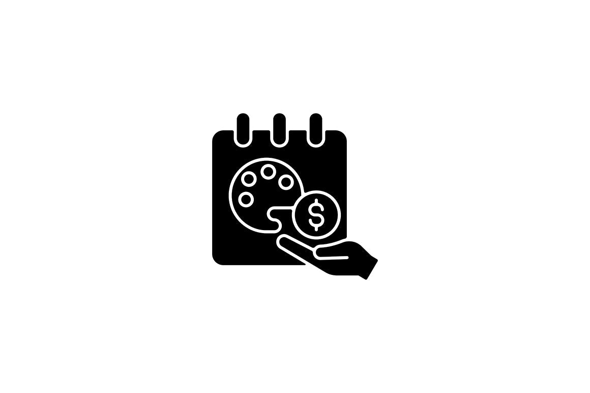 Employee perks and bonuses black glyph icons set on white space