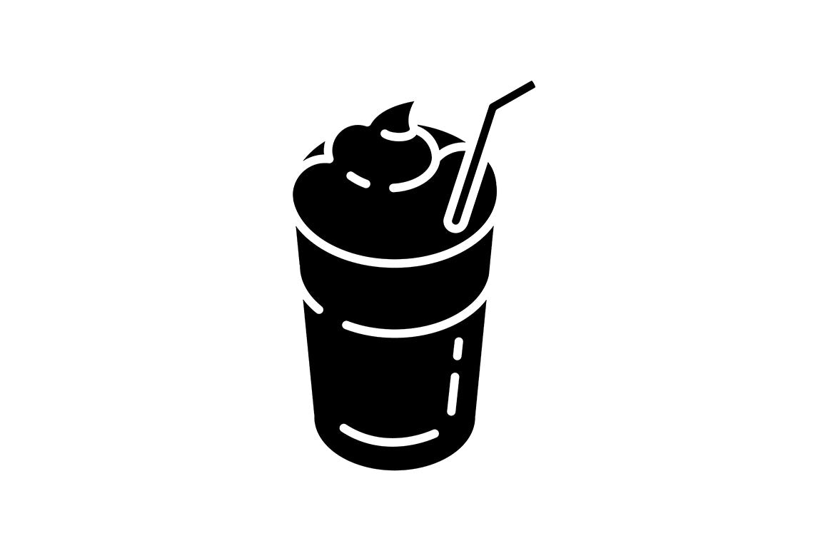 Energy drinks and caffeine black glyph icons set on white space