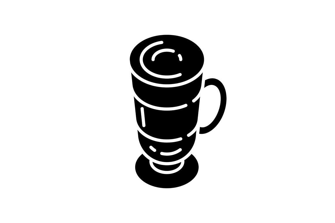 Energy drinks and caffeine black glyph icons set on white space