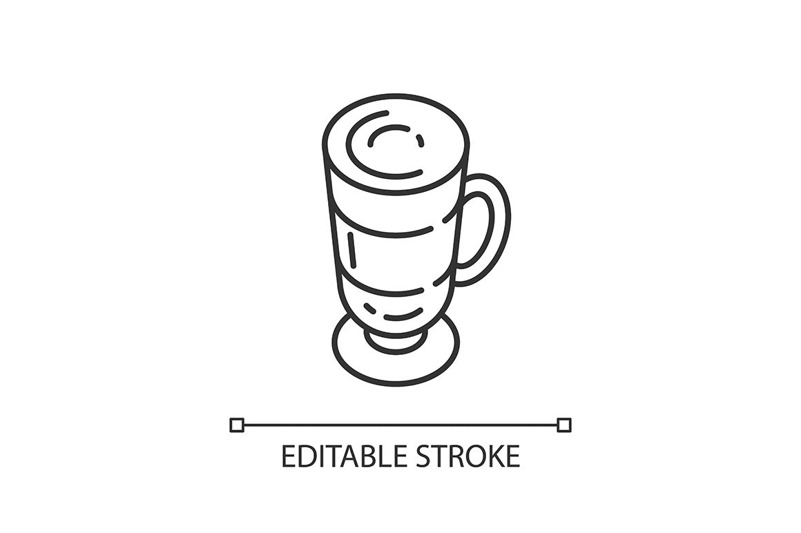 Energy drinks and caffeine linear icons set