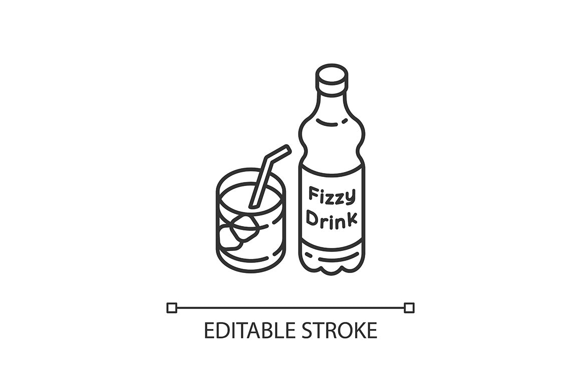 Energy drinks and caffeine linear icons set