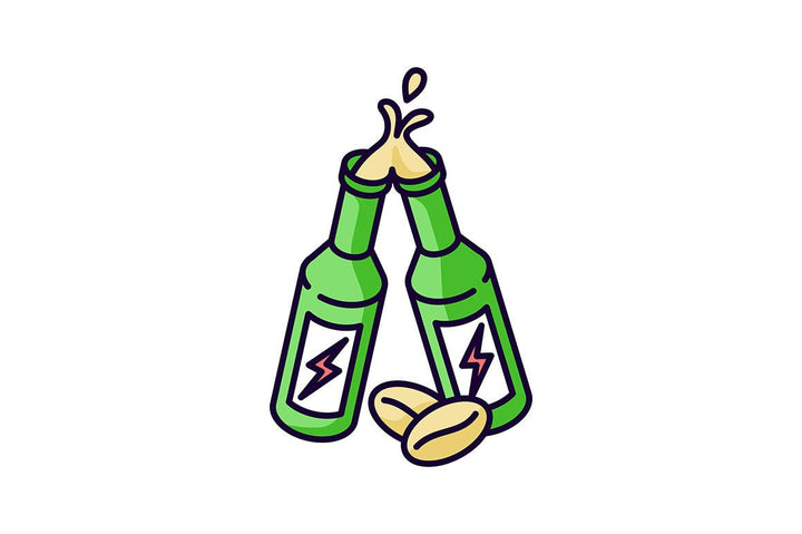 Energy drinks and caffeine RGB color icons set