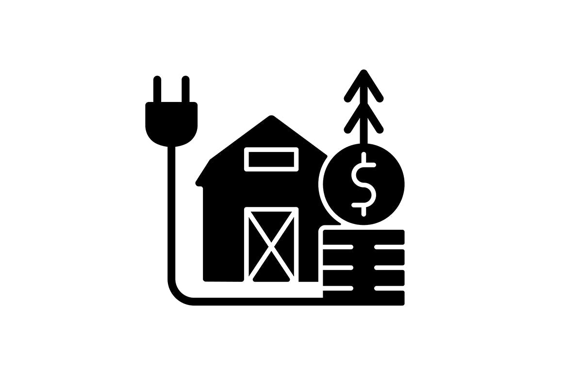 Energy purchase black glyph icons set on white space