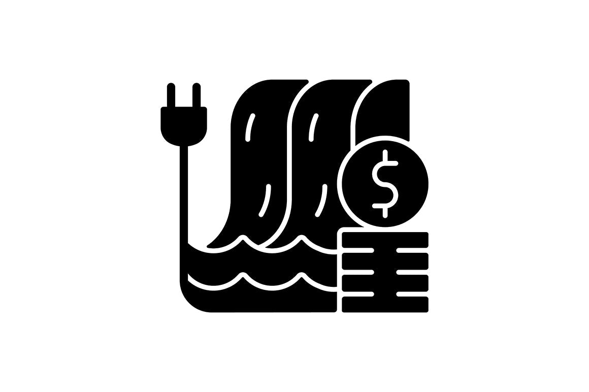 Energy purchase black glyph icons set on white space