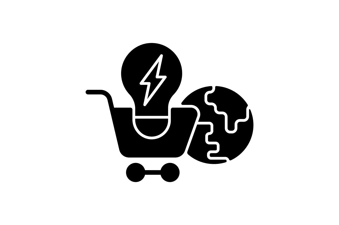 Energy purchase black glyph icons set on white space