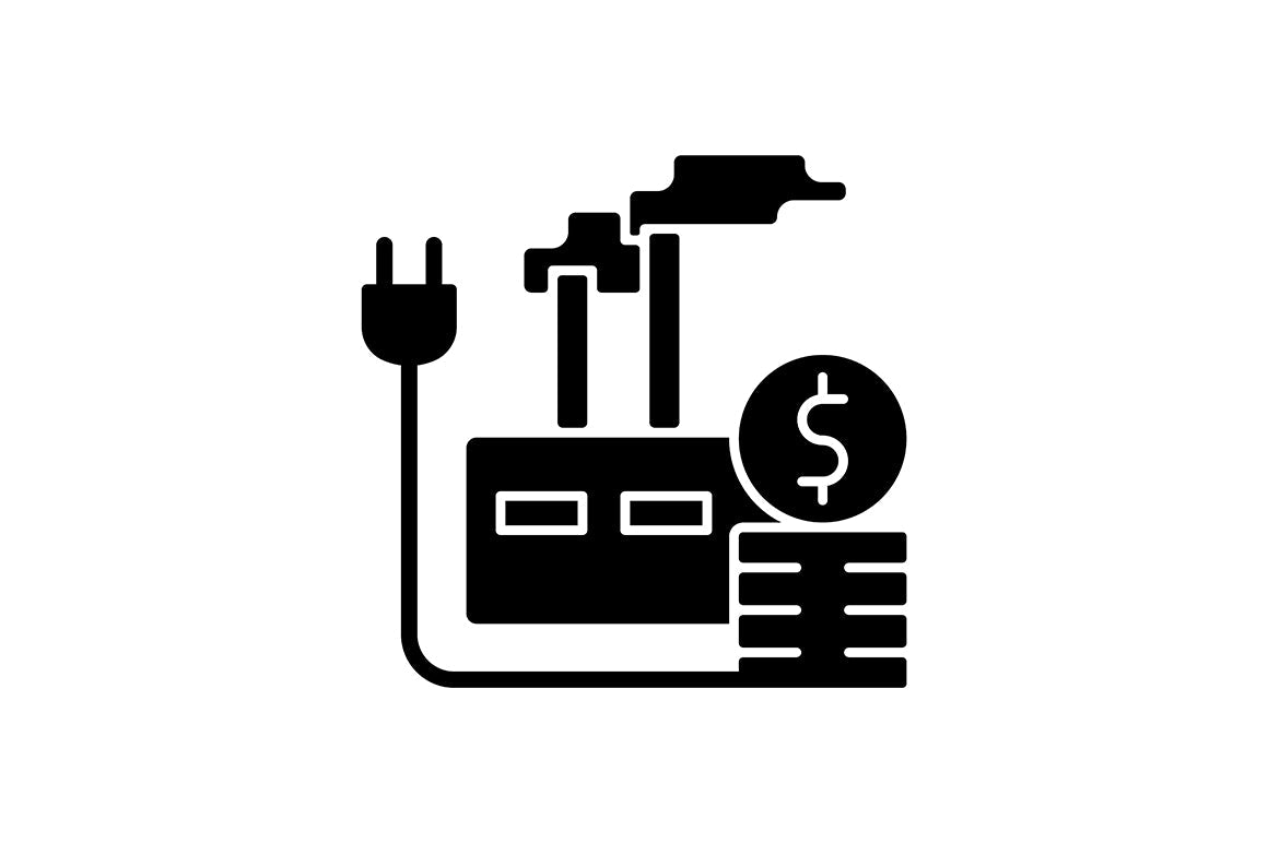 Energy purchase black glyph icons set on white space