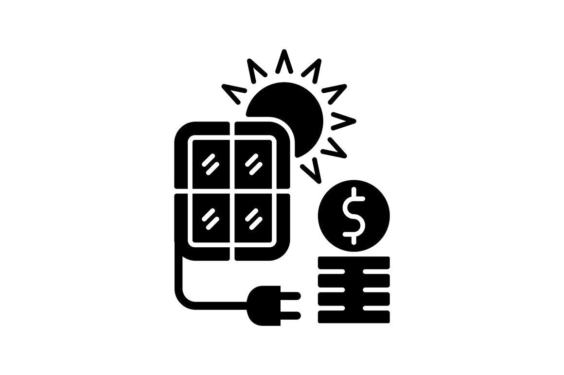 Energy purchase black glyph icons set on white space