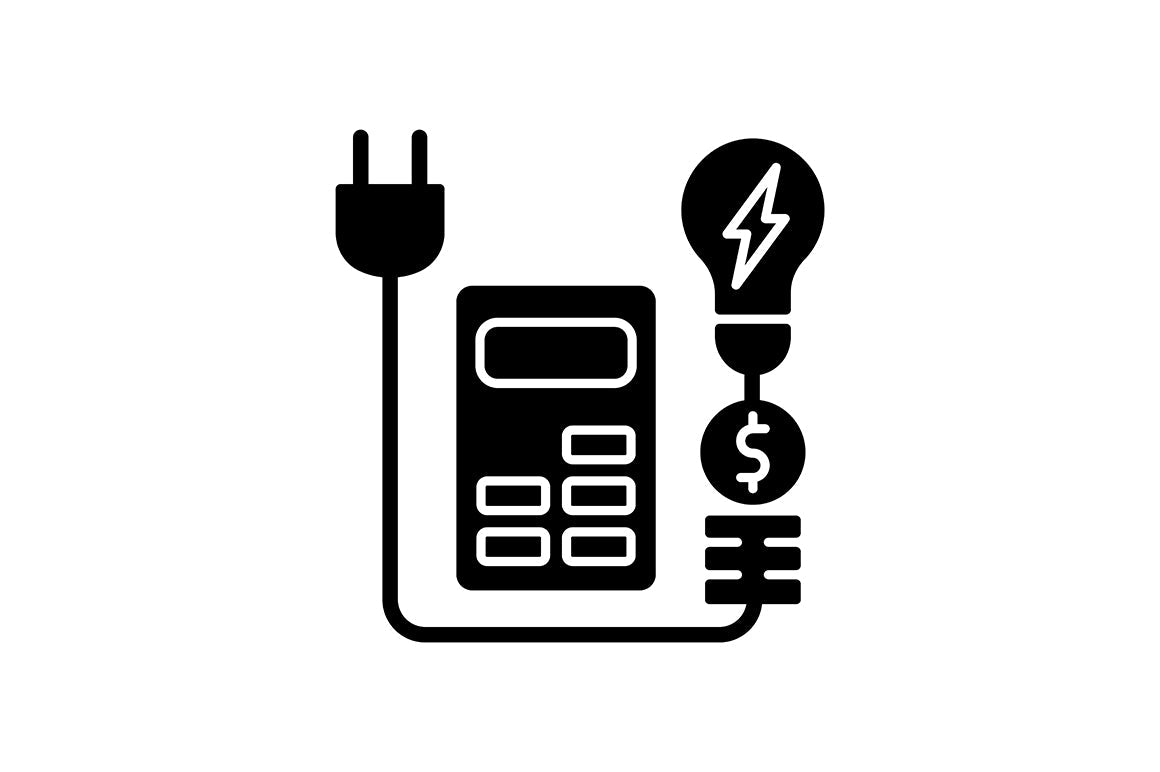 Energy purchase black glyph icons set on white space