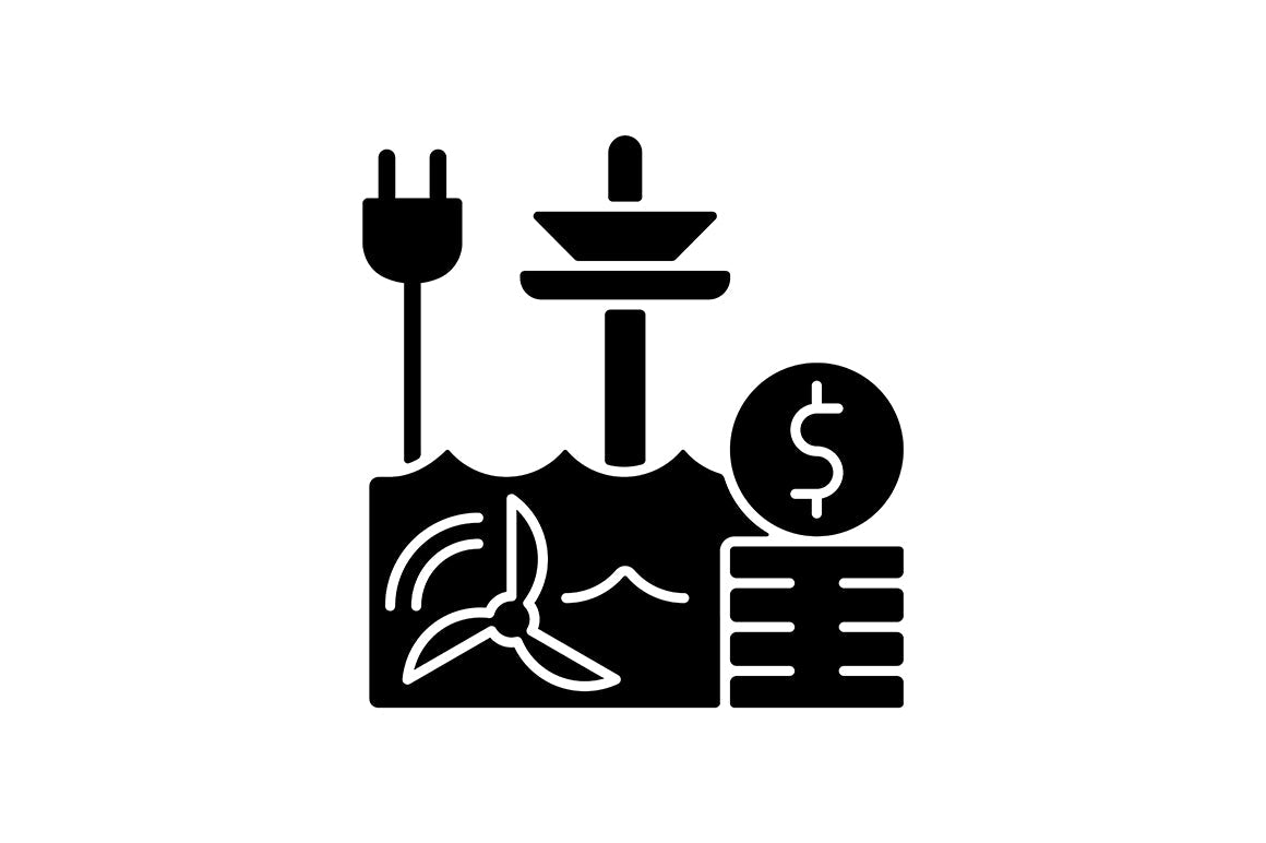 Energy purchase black glyph icons set on white space