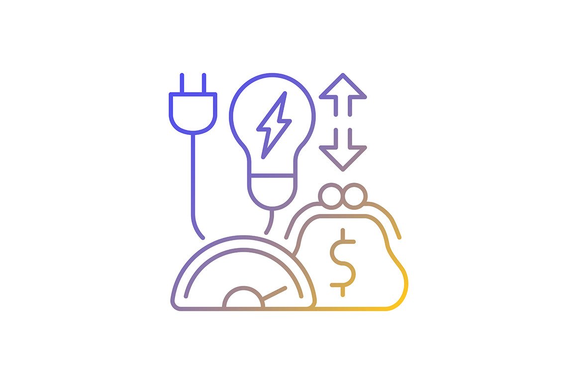Energy purchase linear icons set