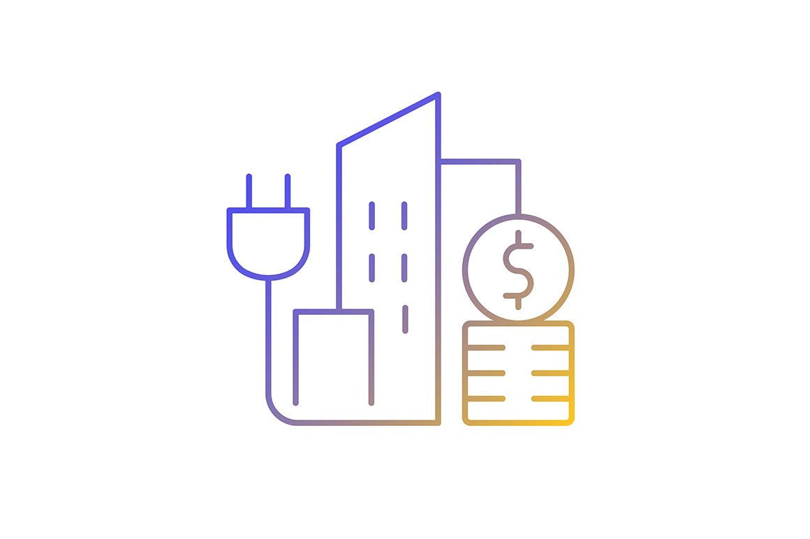 Energy purchase linear icons set