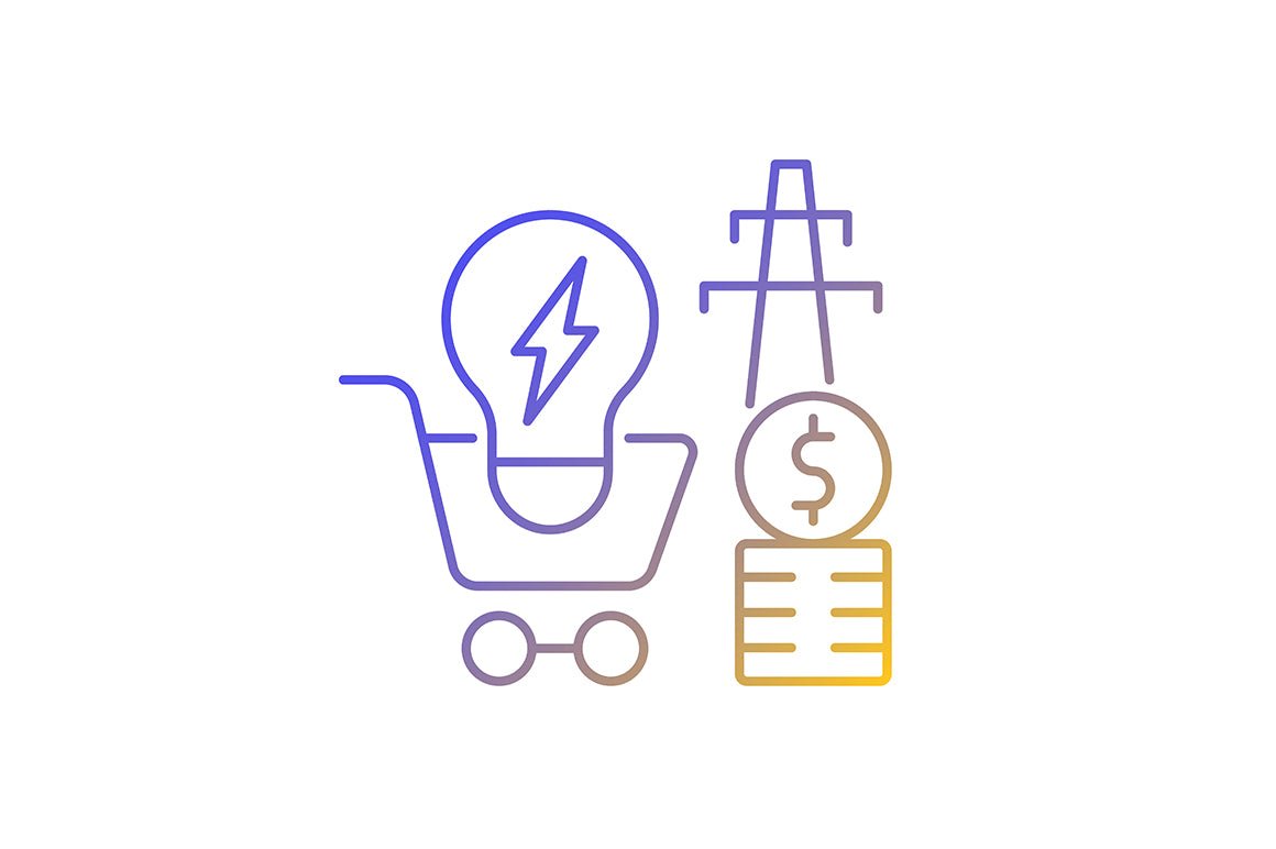 Energy purchase linear icons set