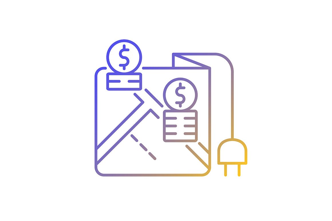 Energy purchase linear icons set