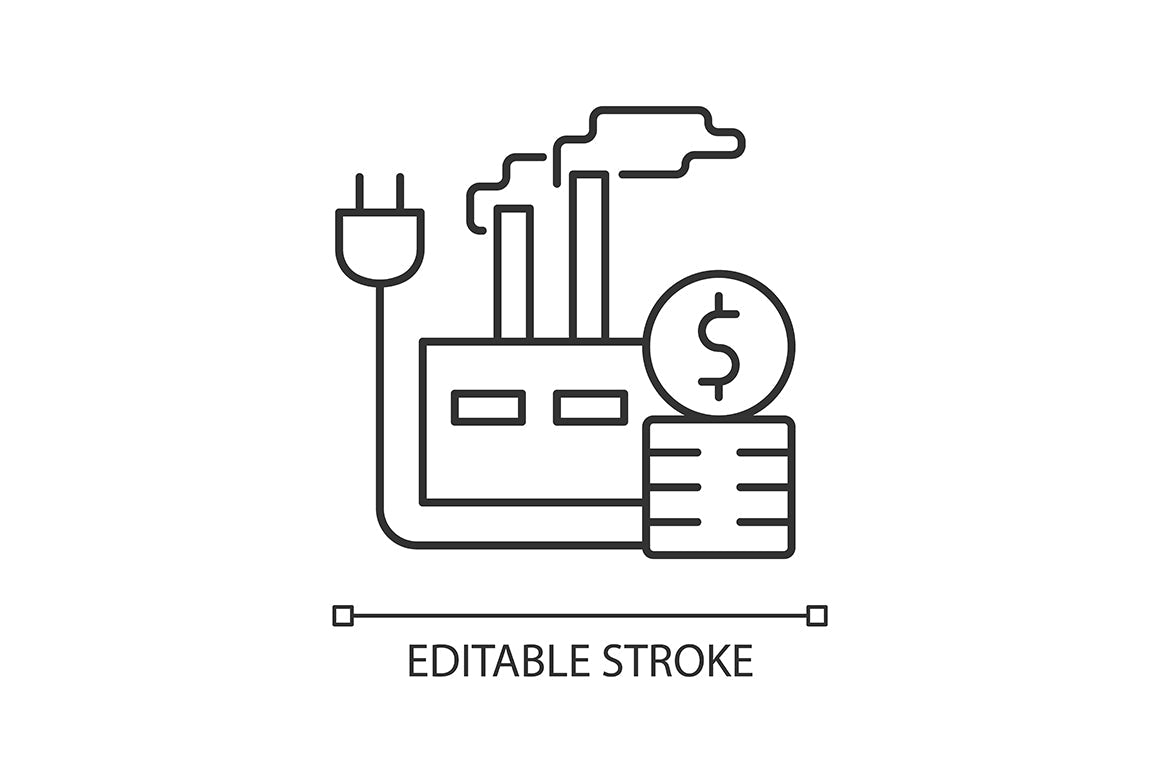 Energy purchase linear icons set for dark and light mode