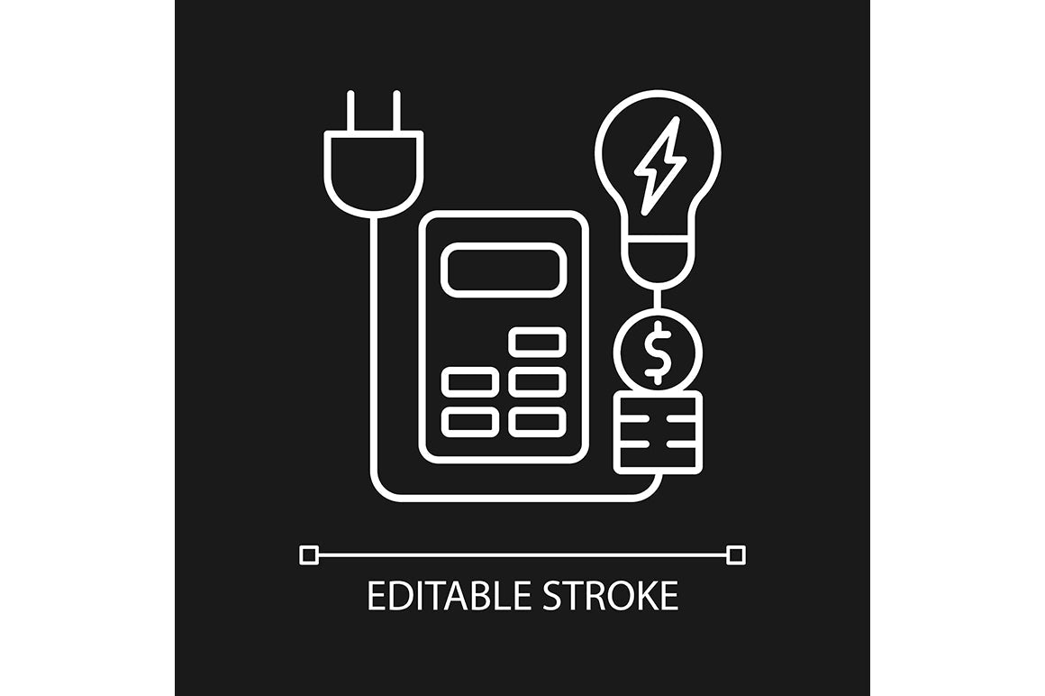 Energy purchase linear icons set for dark and light mode