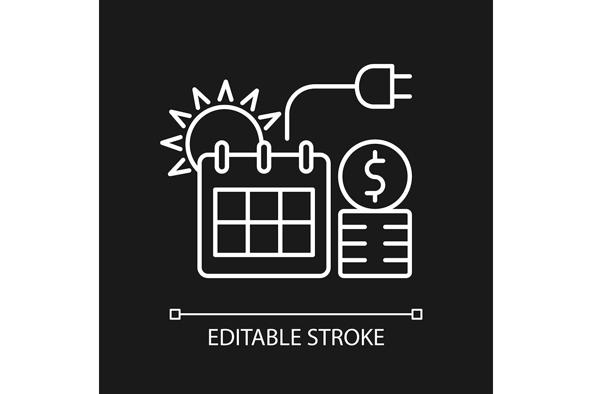 Energy purchase linear icons set for dark and light mode