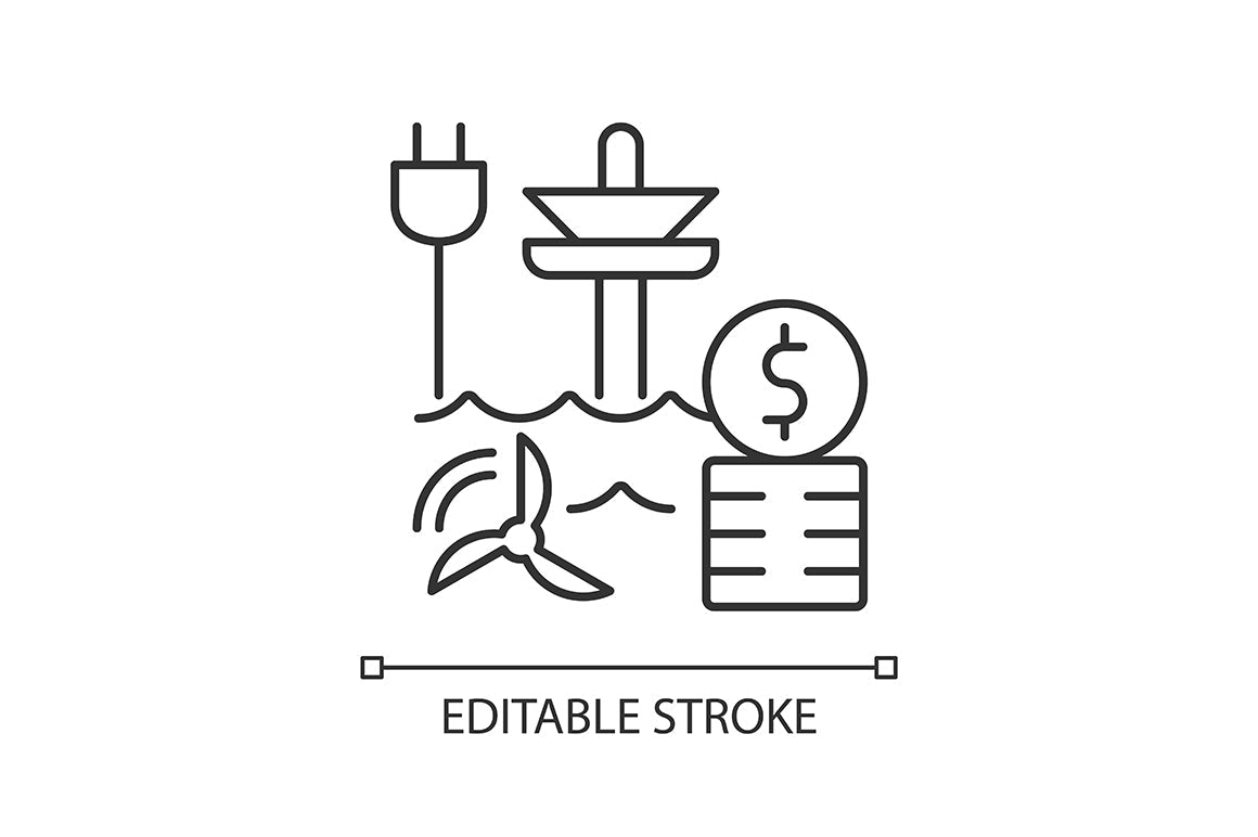 Energy purchase linear icons set for dark and light mode