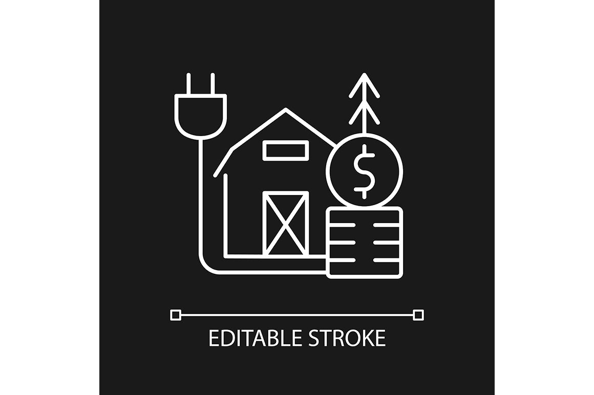 Energy purchase linear icons set for dark and light mode