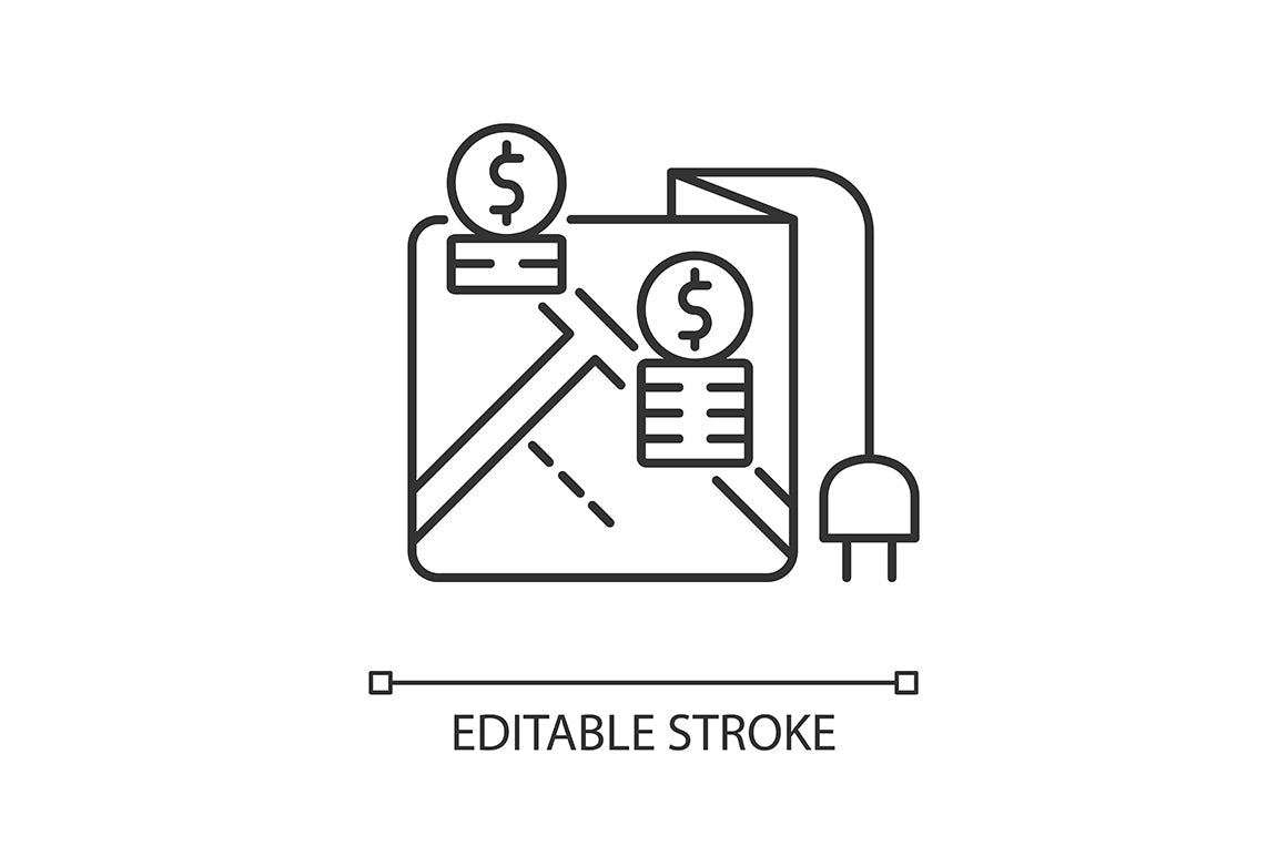 Energy purchase linear icons set for dark and light mode
