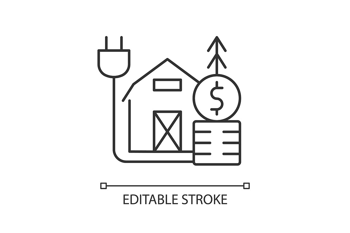 Energy purchase linear icons set for dark and light mode