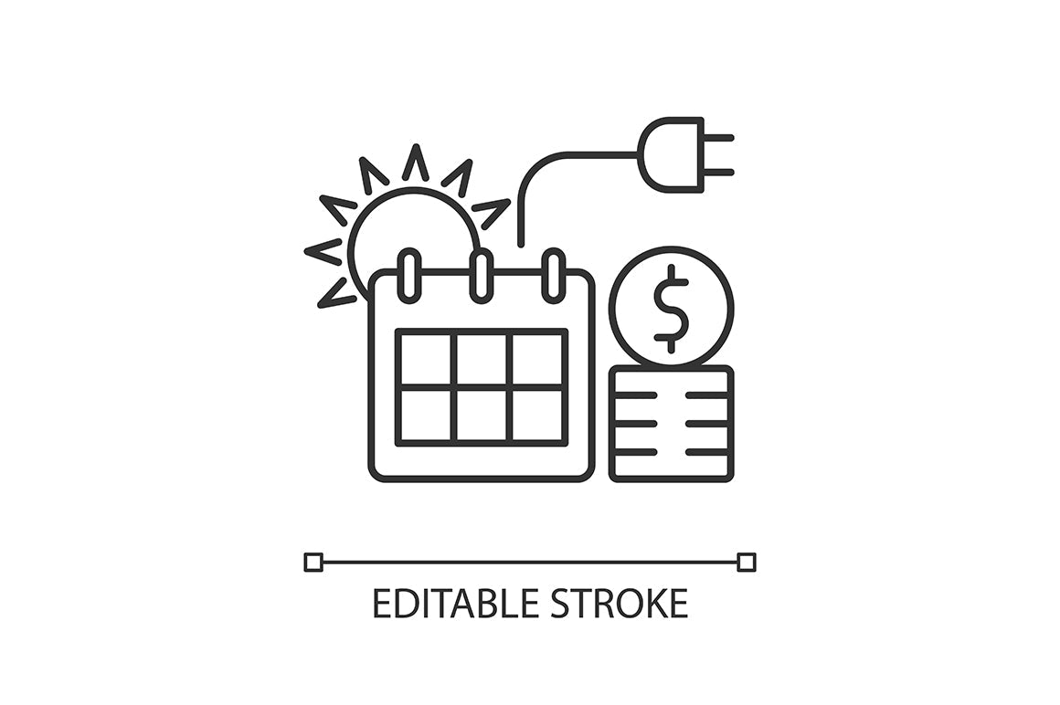 Energy purchase linear icons set for dark and light mode