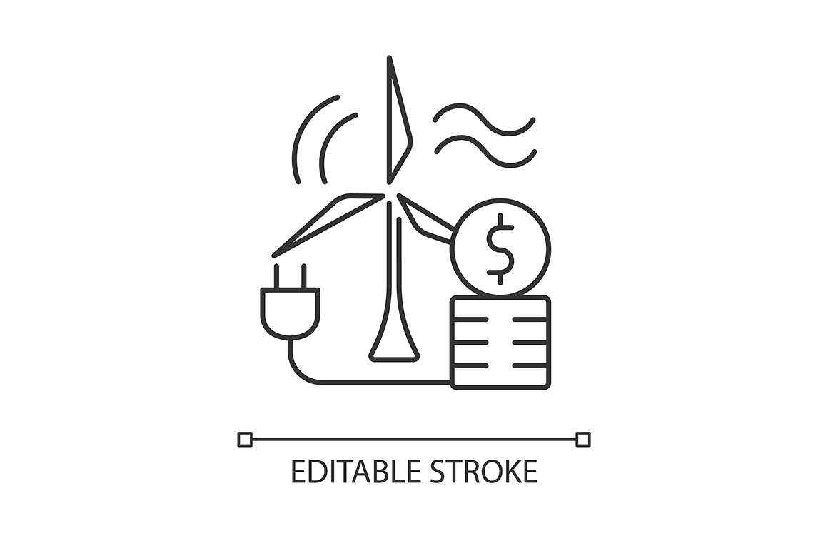 Energy purchase linear icons set for dark and light mode