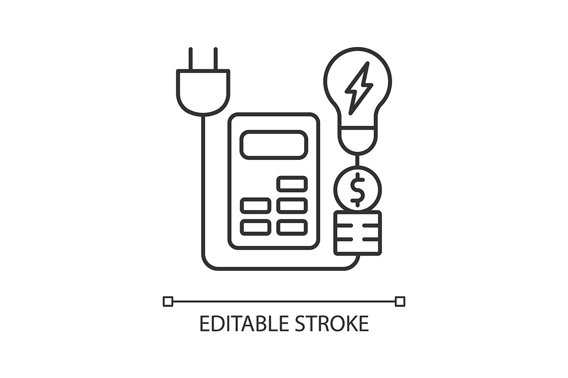 Energy purchase linear icons set for dark and light mode