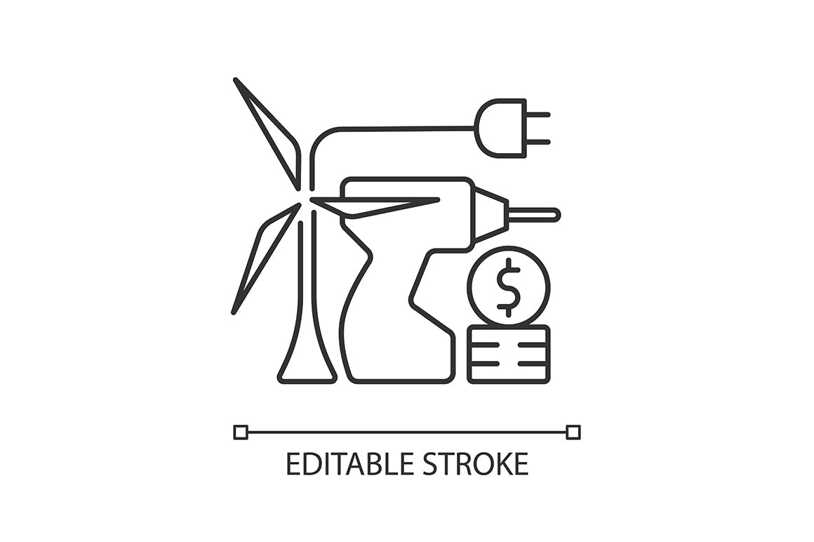 Energy purchase linear icons set for dark and light mode