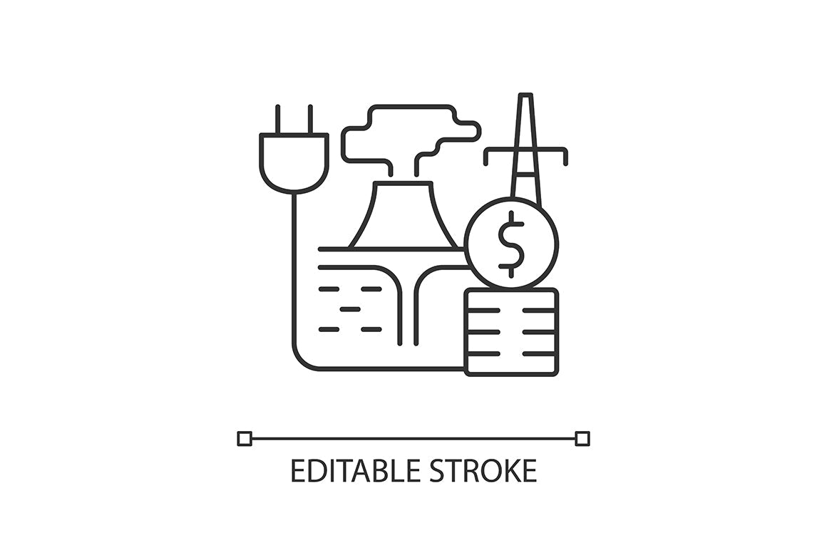 Energy purchase linear icons set for dark and light mode