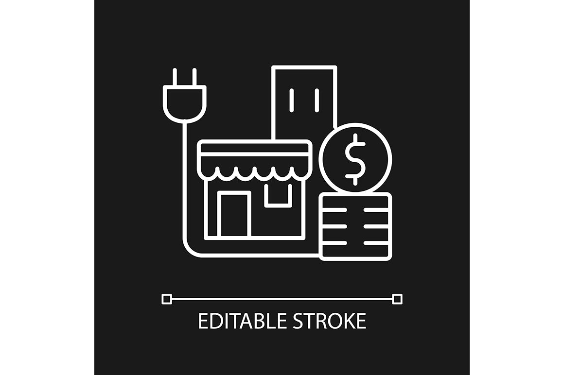 Energy purchase linear icons set for dark and light mode