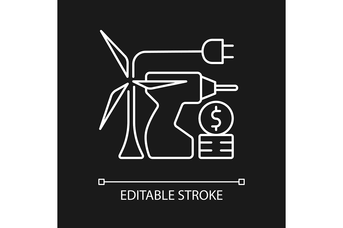 Energy purchase linear icons set for dark and light mode