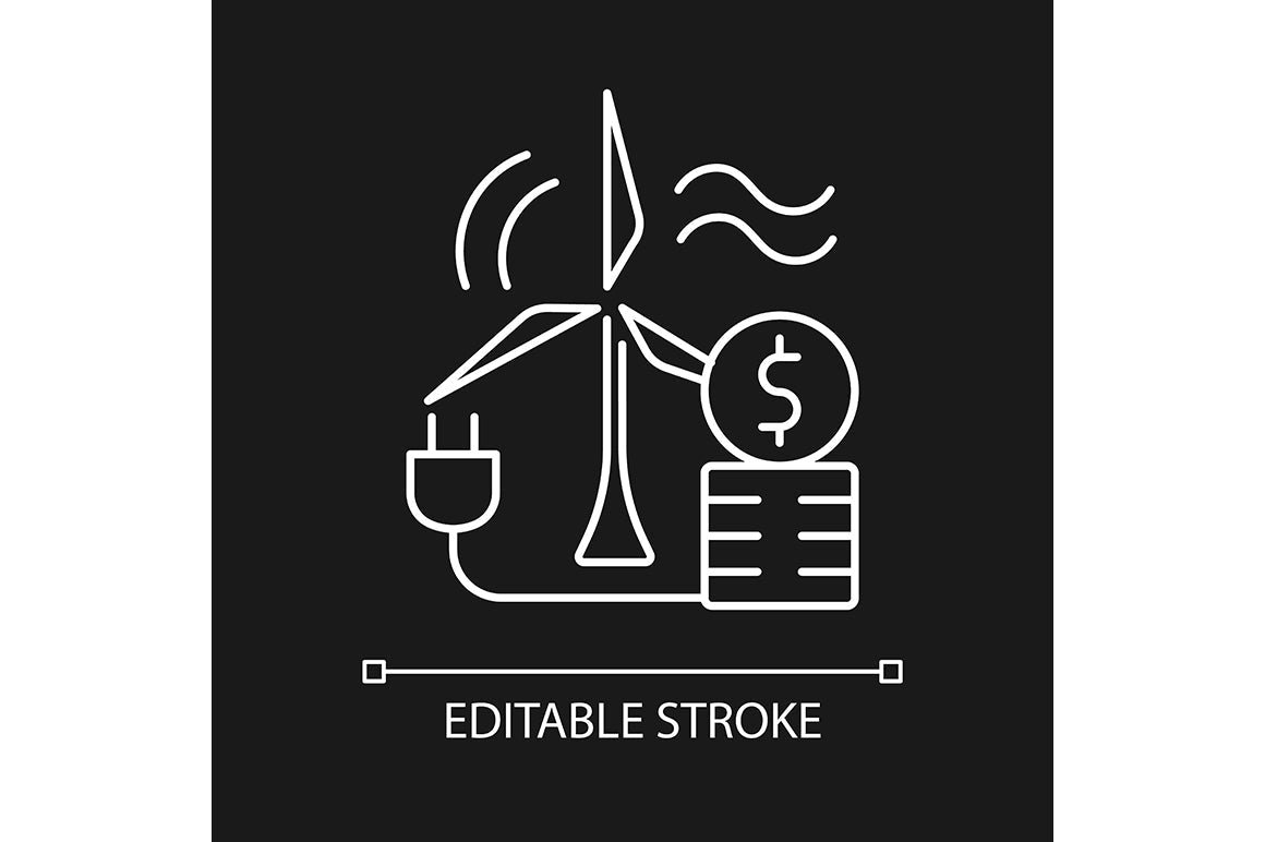 Energy purchase linear icons set for dark and light mode
