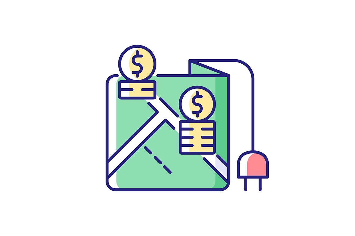 Energy purchase RGB color icons set