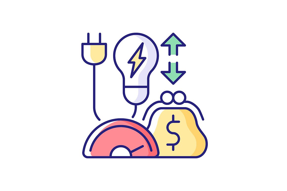 Energy purchase RGB color icons set