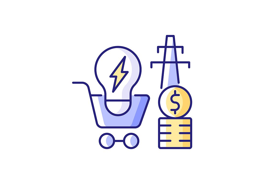 Energy purchase RGB color icons set