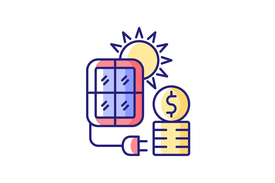 Energy purchase RGB color icons set