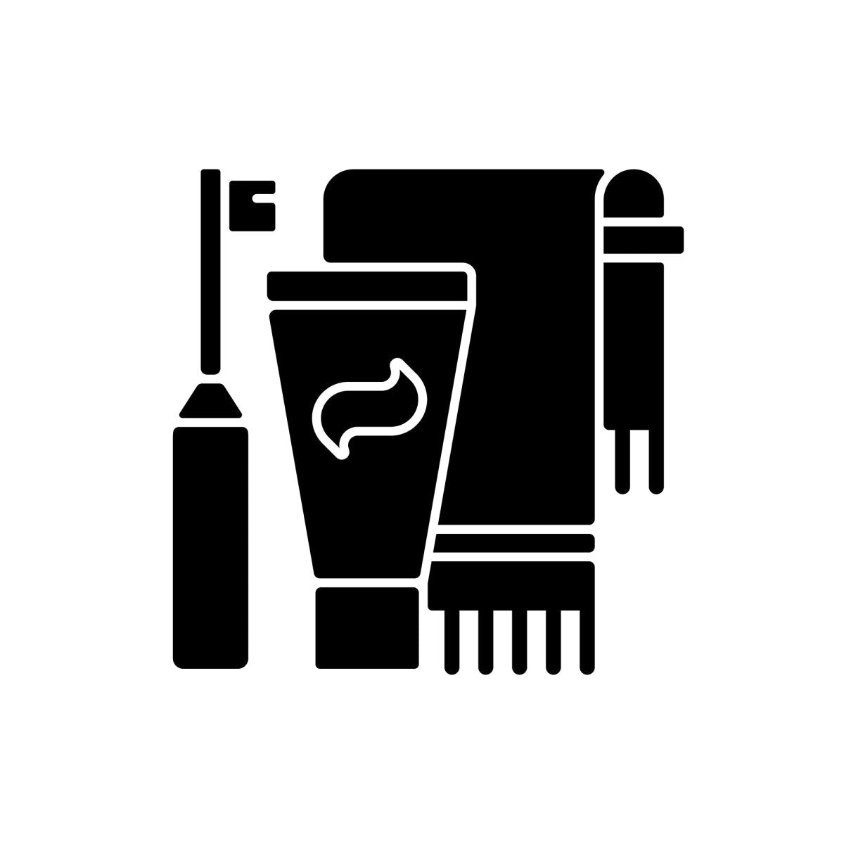Everyday routine black glyph icons set on white space