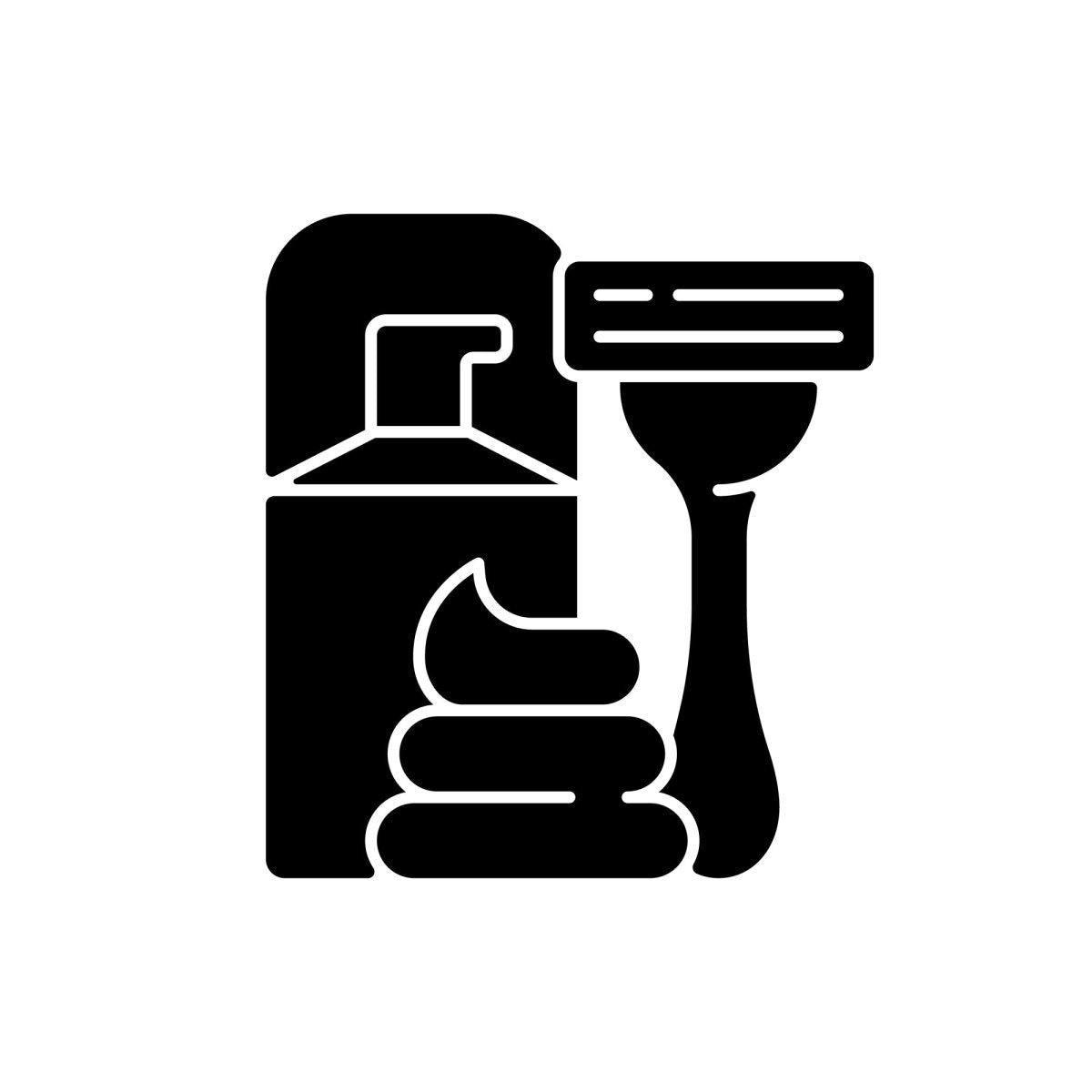 Everyday routine black glyph icons set on white space