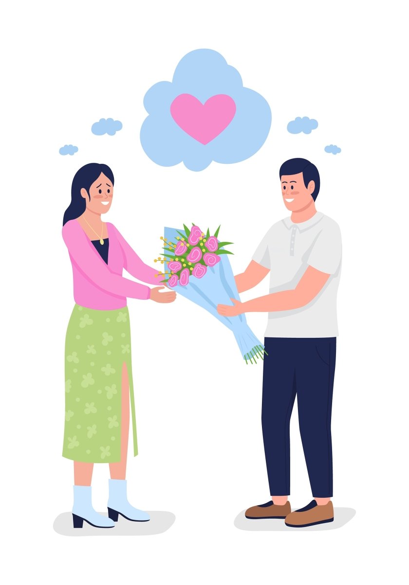 Expressing love color vector characters bundle