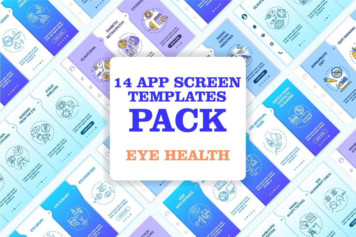 Eye screening onboarding vector template bundle