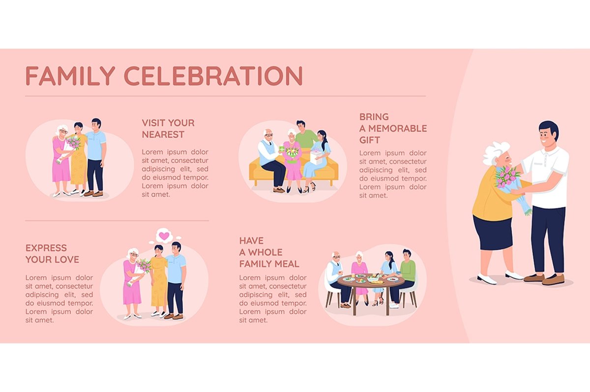 Family celebration vector template bundle