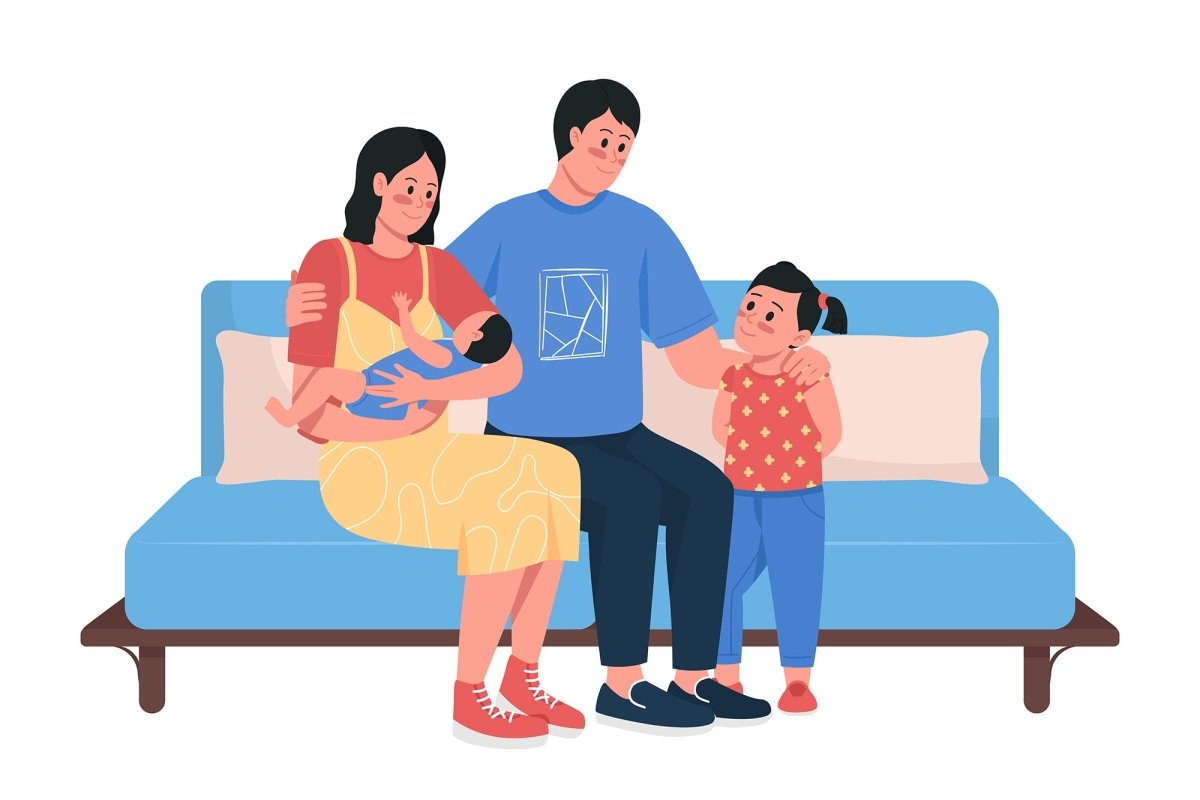 Family illustrations flat color vector bundle
