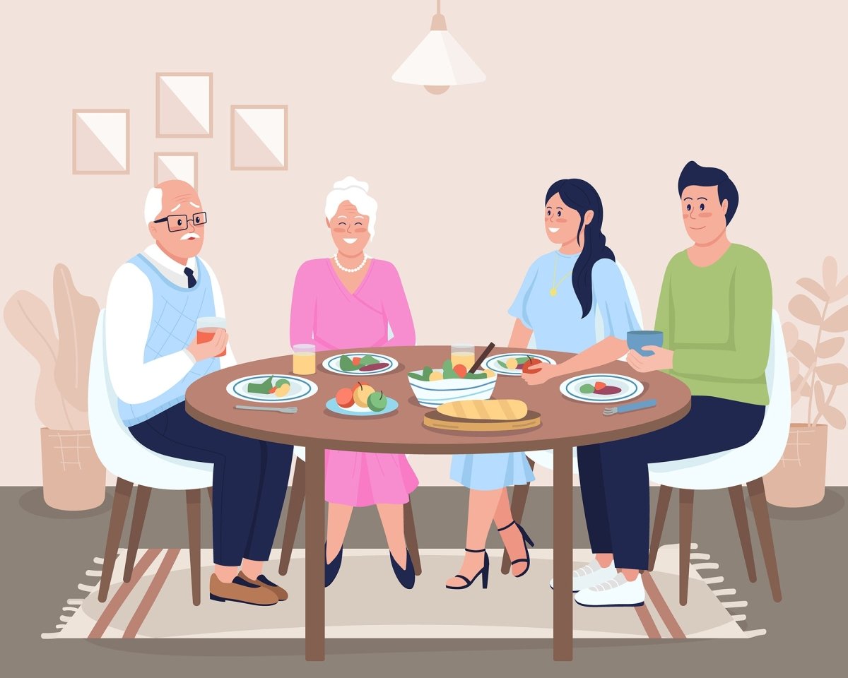 Family pastime color vector illustrations set