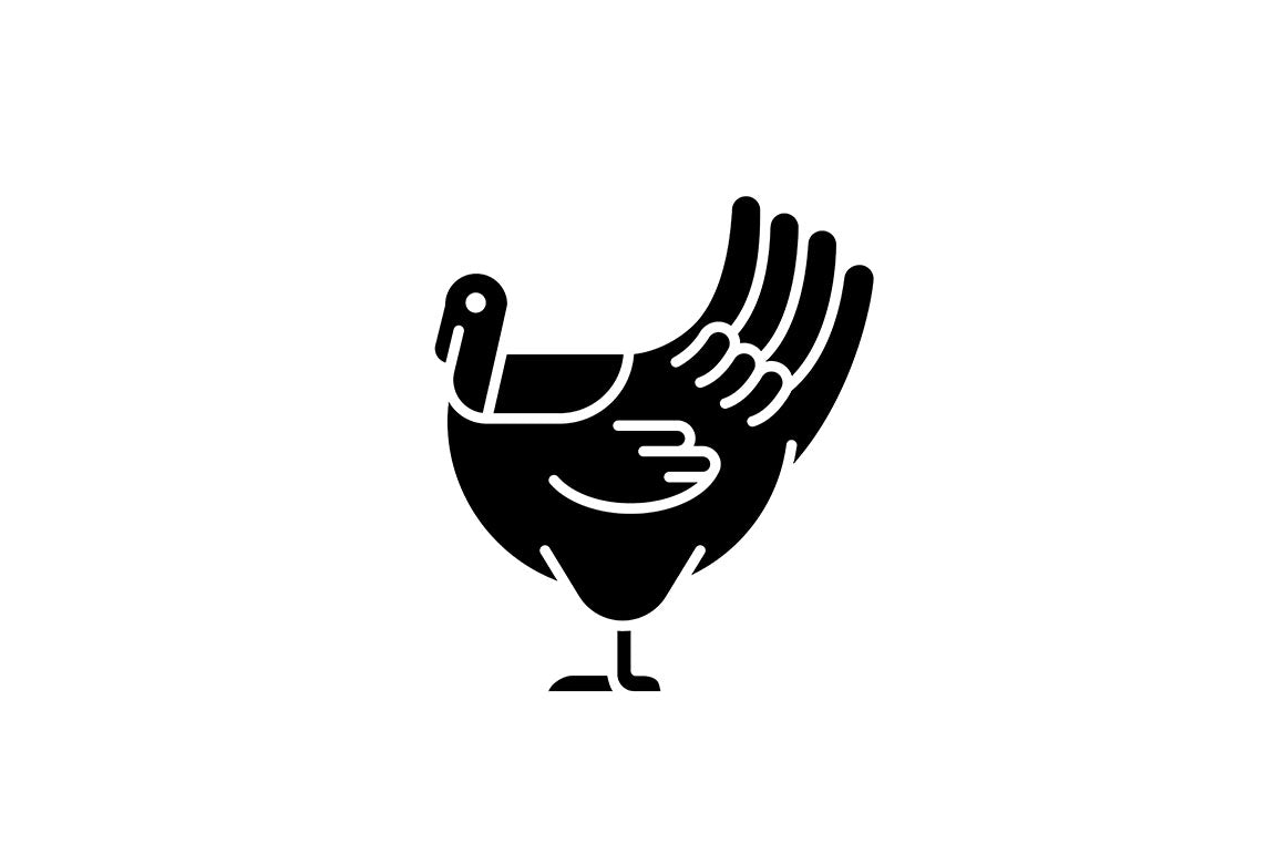 Farm birds for poultry black glyph icons set