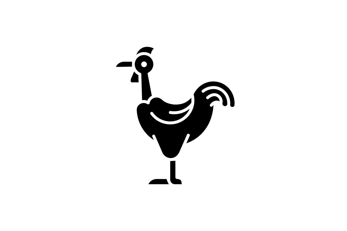 Farm birds for poultry black glyph icons set