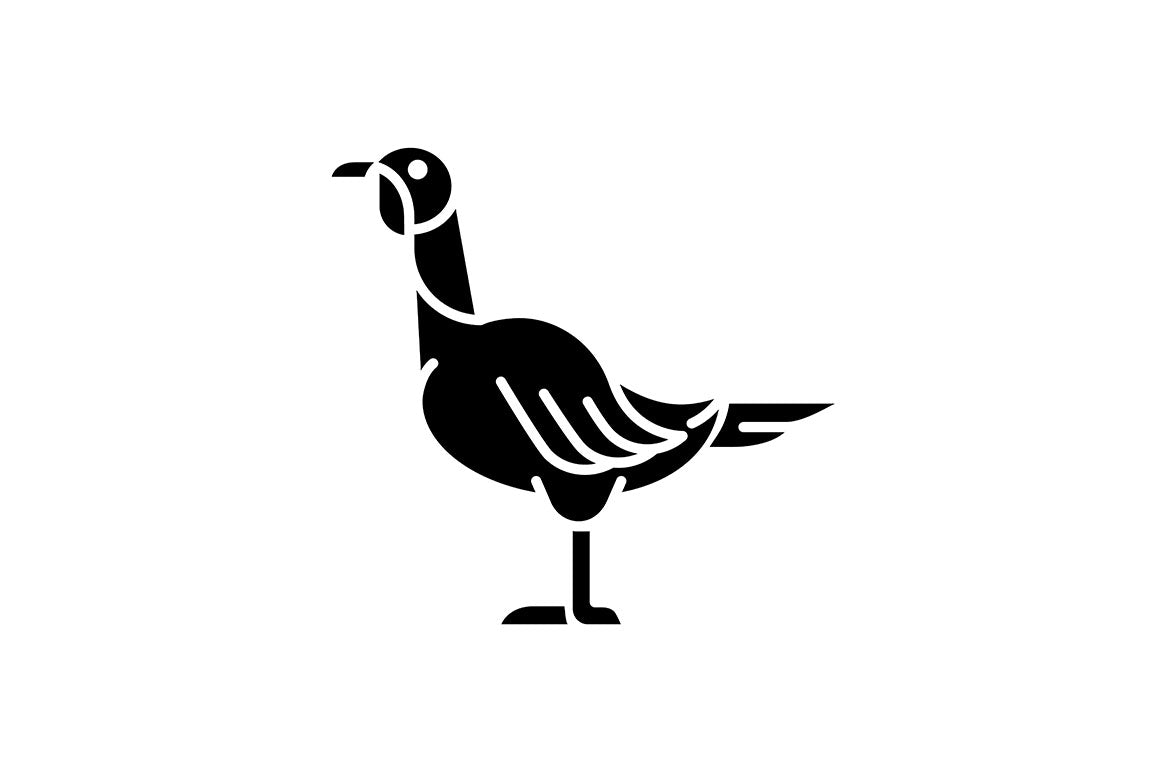 Farm birds for poultry black glyph icons set